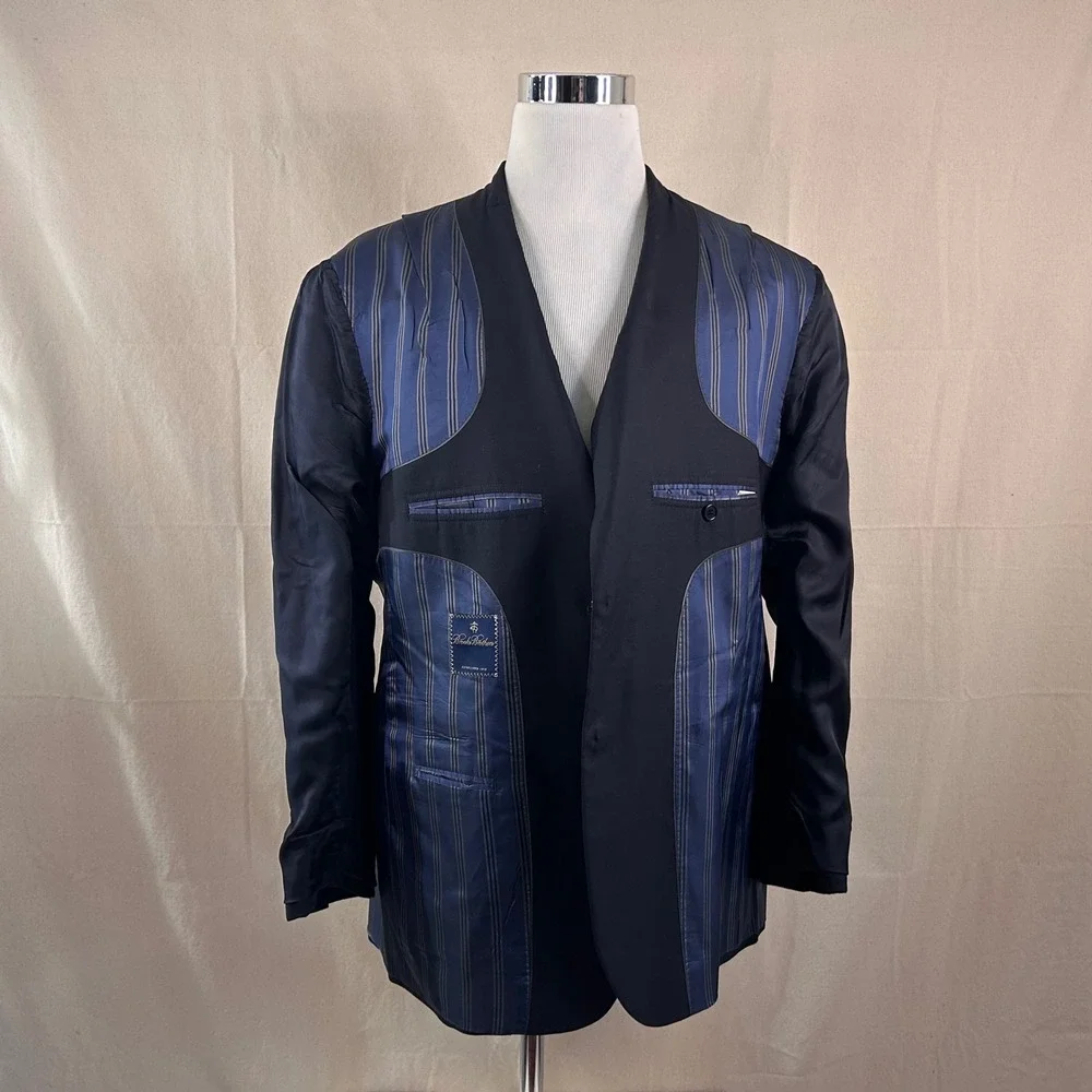 Brooks Brothers 44R Sport Coat 100% Wool Dark Navy Two Button Lined Vented